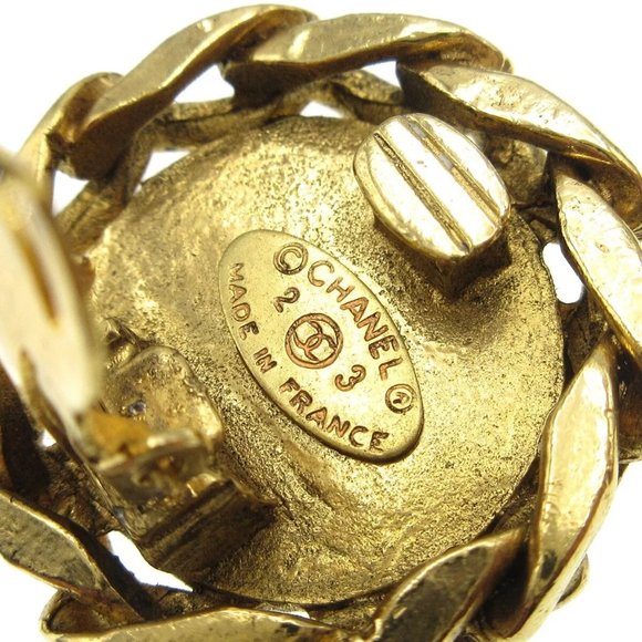 Chanel Rhinestone Earrings Clip-On Gold - Picture 3 of 6